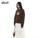 Sudadera Dzzit Disu 2025 Spring New Three-Color Plus Diseño de vellón Estilo casual Mujeres 3J1J1049W Brown XS