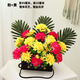 Zi Jiafu Qingming Festival with flower tombstone flowers in front of the tomb, artificial flowers, simulated chrysanthemum bouquet, large flower basket, tomb sweeping supplies, yellow set (the base is a paper box)