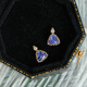 Micro-Given Tanzanite 18K Gold Triangular Pendant Gold Necklace Women's Diamond Inlaid Light Luxury Jewelry Japanese Simple Earrings