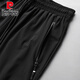 Pierre cardin ice silk summer large size sports men's pants running quick-dry pants men's plus fat plus big fat father middle-aged and elderly trousers 6167 style tie-mouth black L