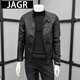 JAGR trendy brand leather jacket men's new spring, autumn and winter trendy slim casual men's trendy high-end leather jacket black M