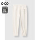 GXG Men's Loose Tie-Leg Sweatpants Thick Casual Pants Commuting Men's Pants Winter New Product Off-White L