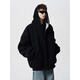 Heavy zipper cardigan sweatshirt for men and women in autumn American loose couple hoodie vibe high street casual hooded jacket gray 400g contrasting color single-sided cardigan sweatshirt 2XL recommended 145-165Jin Jin equals 0.5 kg