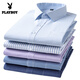 Playboy Frühlings- und Herbst-Herren-Plaid Langarm Shirt Professionelles Baumwollhemd Business Casual Elasticaling Falten Anti-Falten-Arbeitskleidung 6629 38