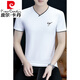
Pierre cardin summer men's short-sleeved T-shirt v-neck pure cotton half-sleeved chicken heart neck T-shirt trendy slim body thin men's clothing black YD7029 M