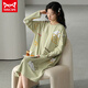 猫人（MiiOW）新款睡裙女春秋季纯棉卡通可爱长袖睡衣网红风条纹家居服冬款 W9764长袖睡裙 L 90-110斤