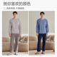 Fenteng Spring and Autumn Couples New Long-sleeved Pajamas Pure Cotton Pullover Women's Round Neck Large Size Men's Youth Cotton Home Clothing Set
