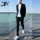 DK suit men's spring and summer new British style business formal wear Korean style trendy slim handsome casual suit off-white two-piece set L 114-125Jin Jin equals 0.5 kg