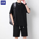 Romon kurzärmelige T-Shirt-Anzug Herren Sommer Dünne trendige kurzärmelige, vielseitige, lose Shorts Zweiköpfige Set MLS-DK719 KHAKI + MLS-TX008 KHAKI XL