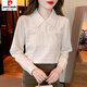 Pierre Cardin (pierre cardin) polo collar long-sleeved velvet shirt for women spring and autumn 2025 new spring French inner top bottoming shirt western style apricot color regular XL 120-135Jin Jin is equal to 0.5 kg