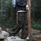 Pantalones de paracaoleta de área de pantano Pantalones de senderismo plisado de primavera y verano Pantalones de senderismo plisado y pantalones de seda de hielo informal WS701 Negro 2xl