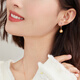 Lukfook Jewelry 18K gold glossy moon seawater pearl earrings gift earrings G04DSKE0033R total weight 2.72 grams