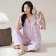 2025 Nouveau pyjamas en coton pur pour les femmes SUIT CARTIGANT CARTIGAN CARTANT MIGIN SUMME CARTOON CONCUTER SAISON COSTERS 9734 Purple XL [120-140JIN [Jin est égal à 0,5 kg]]]