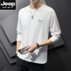 Jeep Spirit Cotton Herren-Langarm-T-Shirt 2025 Frühling und Herbst Neue Tops Trendy Lose Frühling und Sommer Dünnes inneres Basishemd DS643 White + DS692 White M (100-115jin [Jin gleich 0,5 kg]))