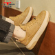 Bull Family Herrenschuhe, Frühlings- und Herbst-Retro Workwear-Schuhe, Herren-Low-Top-dick-gesetzte lässige Lederschuhe, Weizenfarbe 40