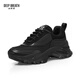DEEP BREATH Deep Breath Women's Shoes Thick Sole Fashion Strap Curved Daddy Shoes Casual Shoes AX12242 Black 36