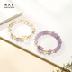 Chow Tai Sang 18K Gold Inlaid Jade Amethyst Citrine Bracelet Wealth Luck Pixiu Bracelet Birthday Gift for Girls