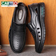 Kartel Herbst Neue Männer hohle Sandalen Herren echte Leder mit mittleren Alters und älteren Daddy-Schuhen atmungsablöschbarer Lederschuhe Herrenhöhle Black 9887-2 41 41