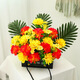 Zi Jiafu Qingming Festival with flower tombstone flowers in front of the tomb, artificial flowers, simulated chrysanthemum bouquet, large flower basket, tomb sweeping supplies, yellow set (the base is a paper box)