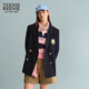 Teenie Weenie Bear Women's Blazer Autumn Retro College Temperament Double-breasted Suit Navy XS