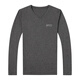 Woodpecker T-shirt for men middle-aged autumn V-neck men long-sleeved T-shirt for men chicken heart collar spring cotton solid color autumn men's top base R9863 black gray M 165100-120Jin [Jin equals 0.5 kg]