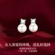 Lao Fengxiang's sterling silver earrings for women Freshwater Pearl Tears of the Moon Earrings Wedding Anniversary Birthday Gift for Girlfriend Tears of the Moon Earrings*Brand Original Gift Box