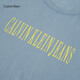 Calvin KleinJeans25春夏新款男士休闲潮流ck字母印花净色纯棉短袖T恤4RB854G CFF-星蓝 L