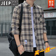 Jeep Spirit Jeep Plaid Camiseta informal de primavera y otoño Camisa de manga larga Top coreana RETRO SUMER SUMPLE K12111 M Azul + K12111 Amarillo Azul XL 125-145Jin [Jin iguala 0.5 kg]