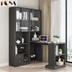 Paisenbo Pliage Table Study Table Table Corner Table Bookshelves intégrée à la pliage Télescopic Simple Home Study Writing Desk Bibliothèque Single Cabinet + Table pliante supérieure Longueur blanche en relief 1396 * 35