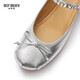 Souffle profonde souffle profonde chaussures de femmes douteaux doux mouton diamant plat plat chaussures simples chaussures ballet chaussures ax11155 argent 39