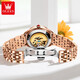 
OLEVS Swiss certified brand watch women's fully automatic mechanical watch fashion temperament women's watch hollow women's watch gift OLEVS-6636-Rose steel white surface