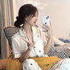 港莲娅冰丝睡衣女春秋款爱心新款家居服秋季女士感大码套装宽松夏季 高品质-f-9905短袖长裤 M  建议80-100斤