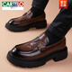 Cartelo Neue lässige Lederschuhe für Männer echtes Leder koreanischer Style Trendy Business Dicker Sohle Leichtes Gummi-Schaumstoff-Sohle einbeinige Ladungsförderer helles Lederschwarz 12398 40