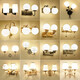 Bikehu's Bedside Wall Light dormitorio Moderno 2024 Nuevo estilo NUEVO Sala de estar creativa Balcón de pared francesa Caminata XHXB686 Bola de oro [luz cálida]