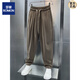 Romon drapierte lässige Hosen Herren Sommer neuer geradliniger loser Hose hübsche Sporthosen Harem Hosen grau 2xl