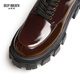 
DEEP BREATH Deep Breath Women's Shoes Cowhide Thick Sole Low Top Strap Gentleman Single Shoes Women's AX13066 Brown 38