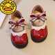 G.duck Little Yellow Duck Girls Leather Shoes 2026 New Spring and Autumn Soft Sole Baby Princess Shoes Children's Shoes Non-Slip Girls Single Burgundy H615 21 / Inner Length 13.5cm