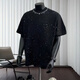 Jinrenchu 2025 Été Nouveau American Star T-shirt lourd à manches courtes Ins Ins Round Round Col Top polyvalent M7 Black à manches courtes 733 S