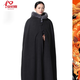 An Chuxia Chinese retro style plush meditation cloak, meditation cloak, men's cloak, layman's meditation windbreaker cloak, pure black M 135c (height 175 and above)