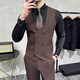 Jessons Herren-Doppelbrust gestreifter Anzug Bräutigam Hochzeitskleider Business Casual Work Work-Interview Anzug Dreiköpfig dunkelblau (Anzug + Hemd + Weste + Hose) 5xl (175-190jin [Jin gleich 0,5 kg])
