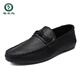 Woodpecker men's beans shoes Korean version of business work casual leather shoes breathable and versatile non-slip one-foot men's shoes 2025 summer D829 black 40 small