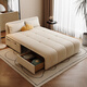 Chaogeshu Smart Electric Multifunktion Sofa Bett Balkon kleine Wohnung Wohnzimmerstudie Klappt Teleskope Dual-Purple-Einzelbett Außendurchmesser 1,1 Meter [Smart Electric + Storage] S-Dicked Leder [Wirbelsäulenschützer kokosnussbrauner Stil]