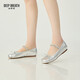 Souffle profonde souffle profonde chaussures de femmes douteaux doux mouton diamant plat plat chaussures simples chaussures ballet chaussures ax11155 argent 39