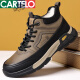 卡帝乐鳄鱼（CARTELO）棉鞋男2025冬季新品真皮加绒加厚羊毛雪地靴男士保暖休闲高帮男鞋 XG9852卡其加绒款 40 标准皮鞋尺码