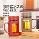 Glass water cup business cup large capacity men and women with lid brew tea and drinking water gift cup household handle cup black 500ml 1 piece