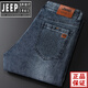 JEEP SPIRIT Jeep Spirit Jeans Men's Spring and Autumn Loose Straight Large Size Pants Thin Mid-High Waist Long Pants Middle-aged Men S679# Black - Thick 36 (2.77ft Waist)