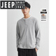 JEEP SPIRIT light luxury fake two-piece long-sleeved shirt for men in spring and autumn American fashion brand loose Henry collar bottoming shirt top floral gray S