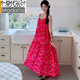 
Modal summer French suspender long skirt to ankle women's extended version of floral tall super long artificial cotton silk nightgown 8801-retro stripes One size F skirt length 12590-160Jin [Jin equals 0.5 kg]
