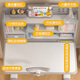 Pupil memory children's learning desk and chair set, liftable and lowered reading bookshelf, multi-functional desk and chair, household writing desk, treasure gray-environmental anti-aldehyde [three-layer large bookshelf]
