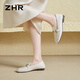 ZHR loafers women's spring and autumn commuting style flat-sole leather shoes women's soft-faced single shoes women AH653 beige 39